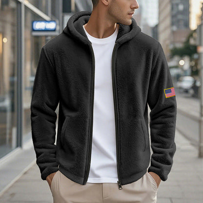 Herren Hoodie Fleece Warm mit Taschen und Reißverschluss Modern