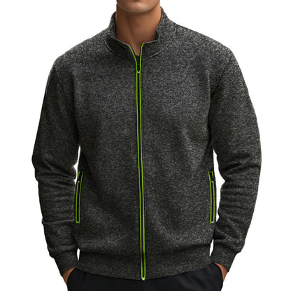 Herren Fleecejacke Stehkragen Warm mit Taschen Modern