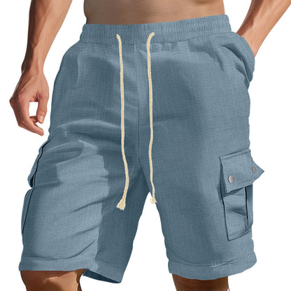 Herren Cargo Shorts Bequem mit Taschen und Kordelzug