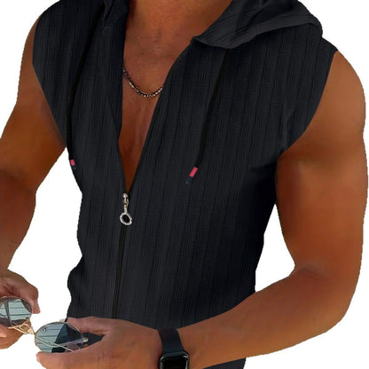 Herren Hoodie Ärmellos Reißverschluss Sportlich Modern
