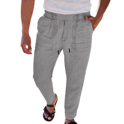 Herren Leinenhose Leicht Bequem Mit Seitentaschen