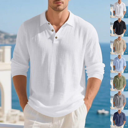 Herren Poloshirt Langarm Modisch Eleganter Kragen - BerlinGlamour