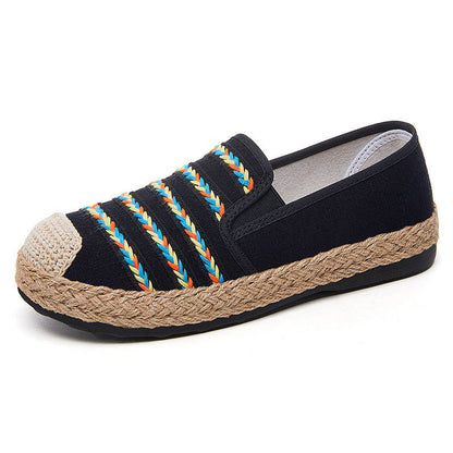 Damen Espadrilles Bunt Geflochtene Slip-On Schuhe Sommer