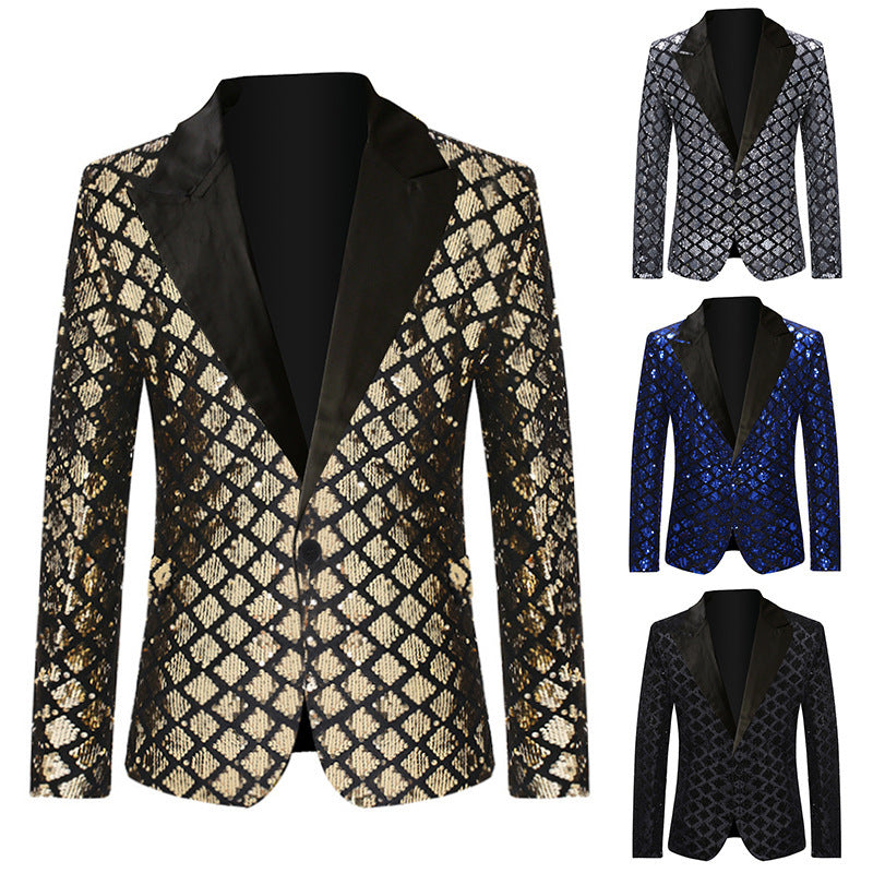 Glamour Jacke Herren Paillettenanzug Elegant Schwarz - BerlinGlamour