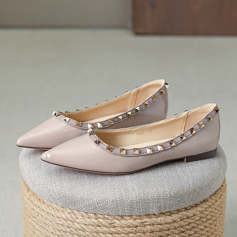 Damen Ballerinas Schuhe Elegante Nieten Modisch