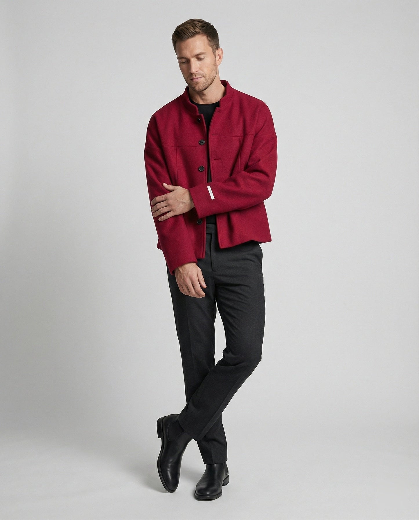 Herren Steppjacke Stehkragen Retro Chinesisch Trendig Herbst