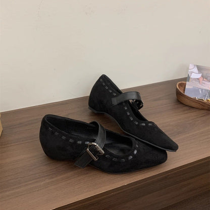 Damen Mary Janes Schuhe Elegant Wildleder Schnalle