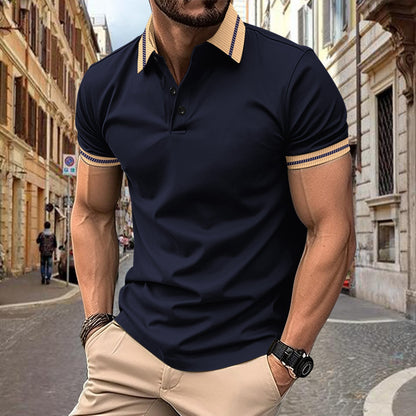 Herren Polo Shirt Sportlich Kontrastkragen Modern