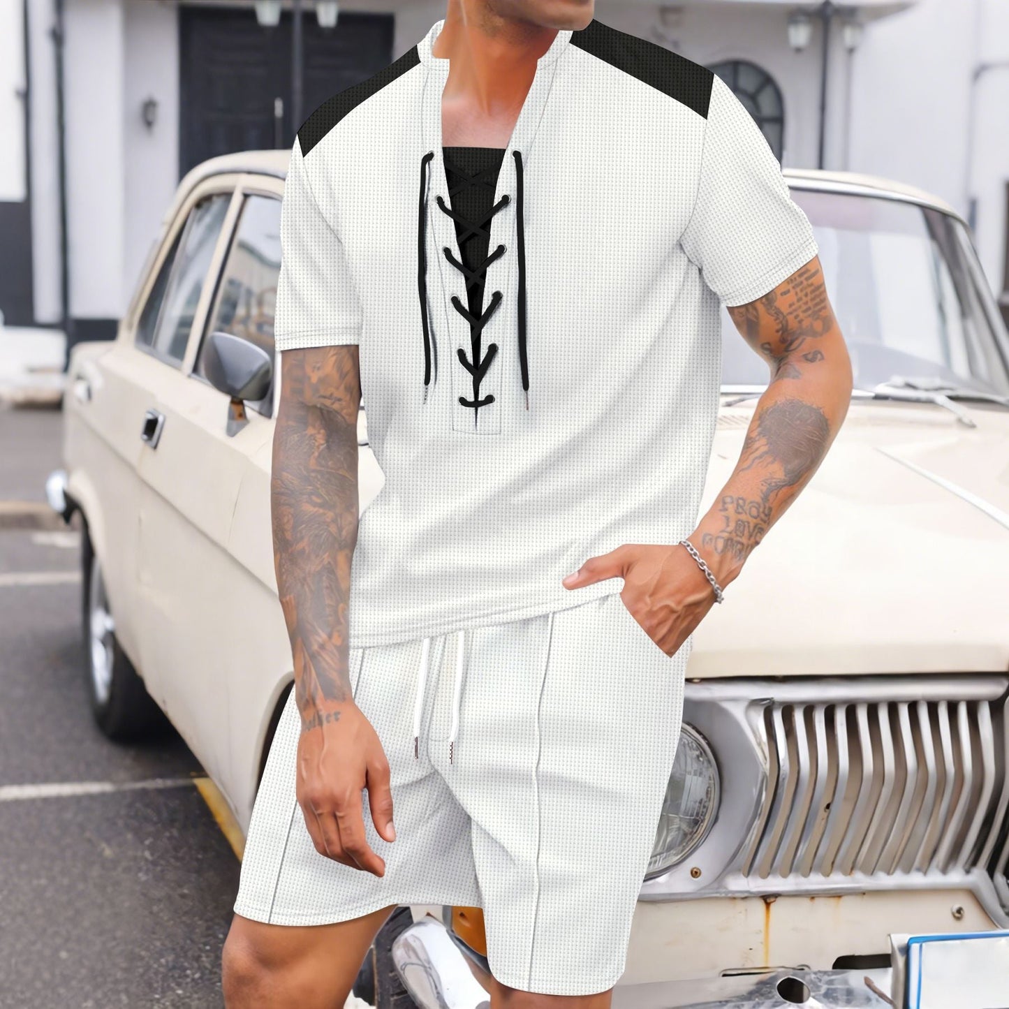Herren Sportoberteil Schnürung mit Sportshorts