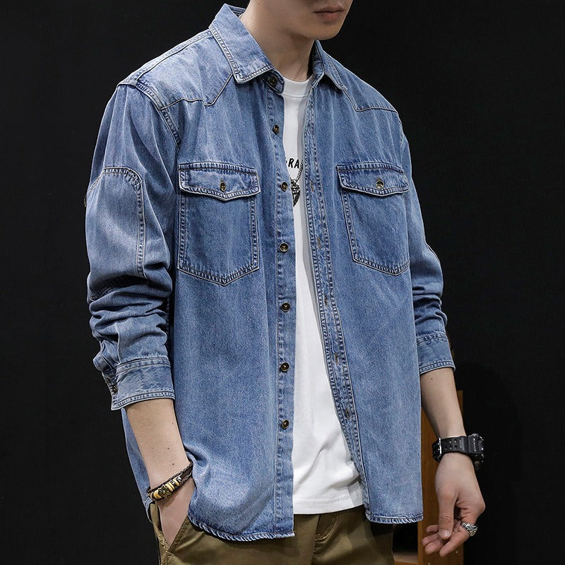 Herren Denim-Jacke Lässig Modern mit Brusttaschen