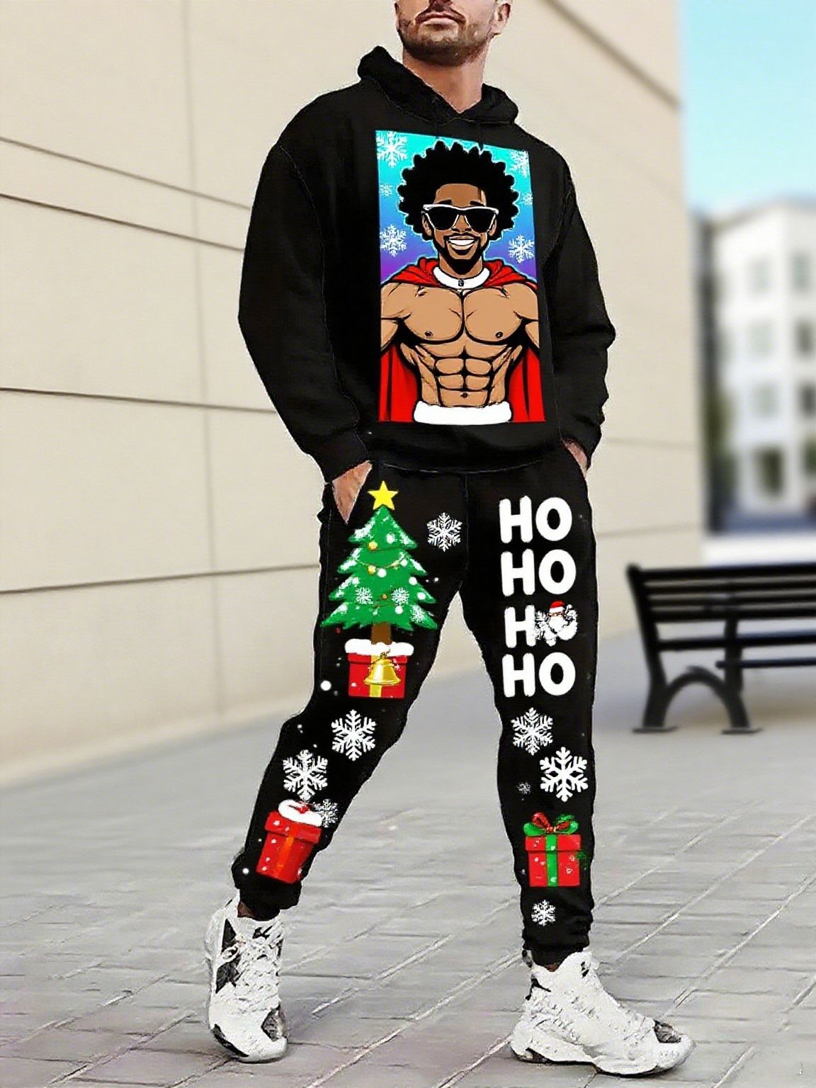 Weihnachts Pullover Set Herren Kapuzenpullover Jogginghose