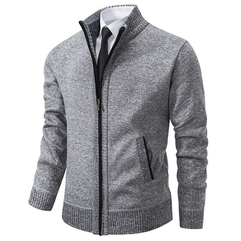 Herren Strickjacke Sportlich Stehkragen Reißverschluss
