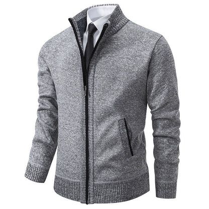 Herren Strickjacke Sportlich Stehkragen Reißverschluss