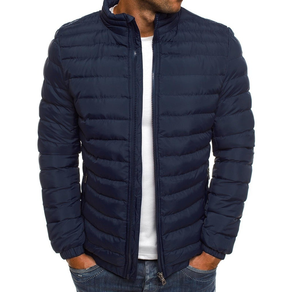 Herren Steppjacke Leicht Mit Kragen Und Reißverschlusstaschen