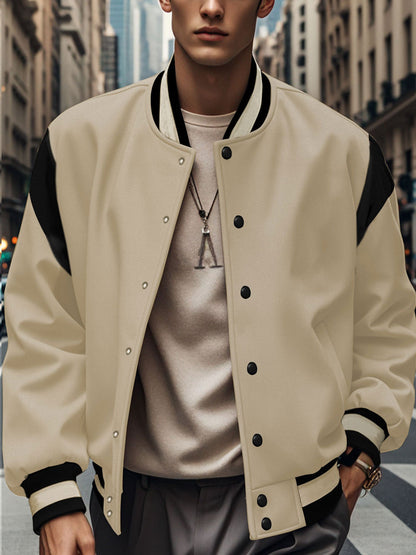 Herren Collegejacke Freizeitjacke mit Kontrastärmeln Modern