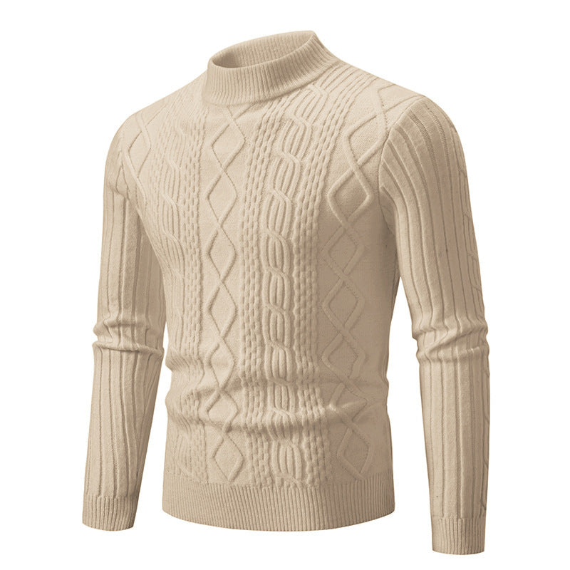 Herren Rollkragenpullover Strukturiert Rippmuster Modern