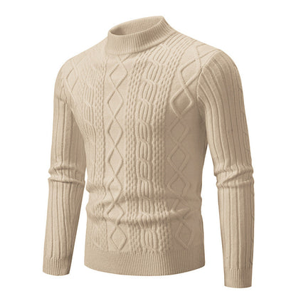 Herren Rollkragenpullover Strukturiert Rippmuster Modern