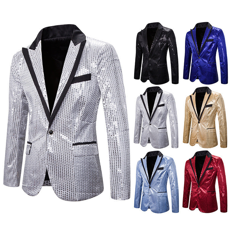 Herren Blazer Elegant Pailletten Modern Schnitt