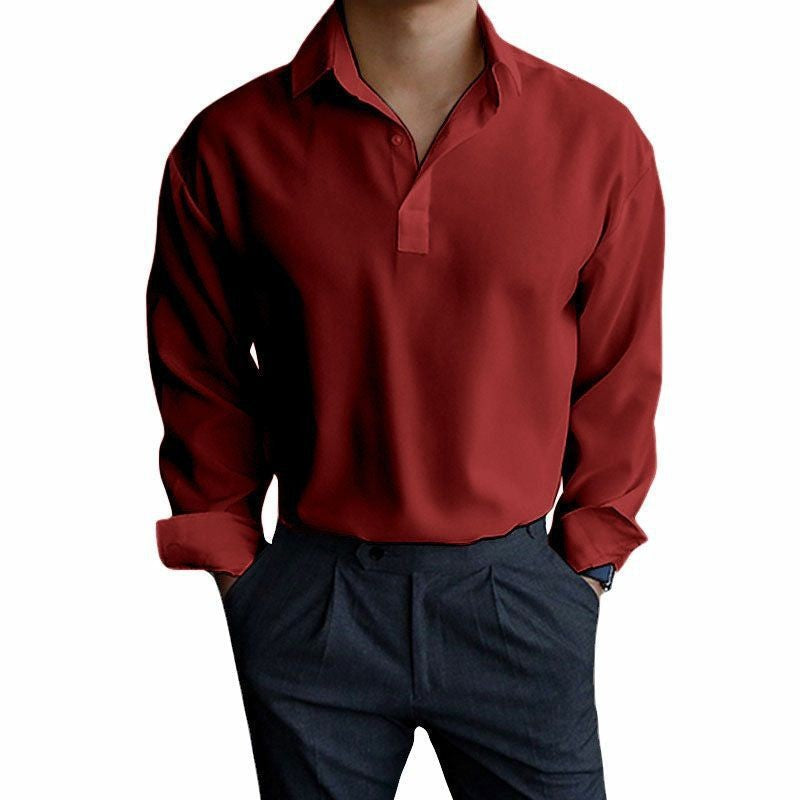Herren Langarmshirt Modern Polokragen Slim Fit Elegant