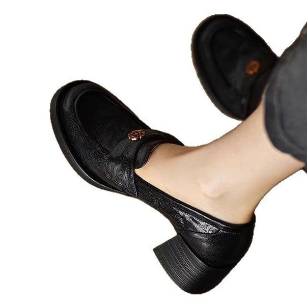 Damen Mokassins Elegante Lederschuhe Mit Riemen