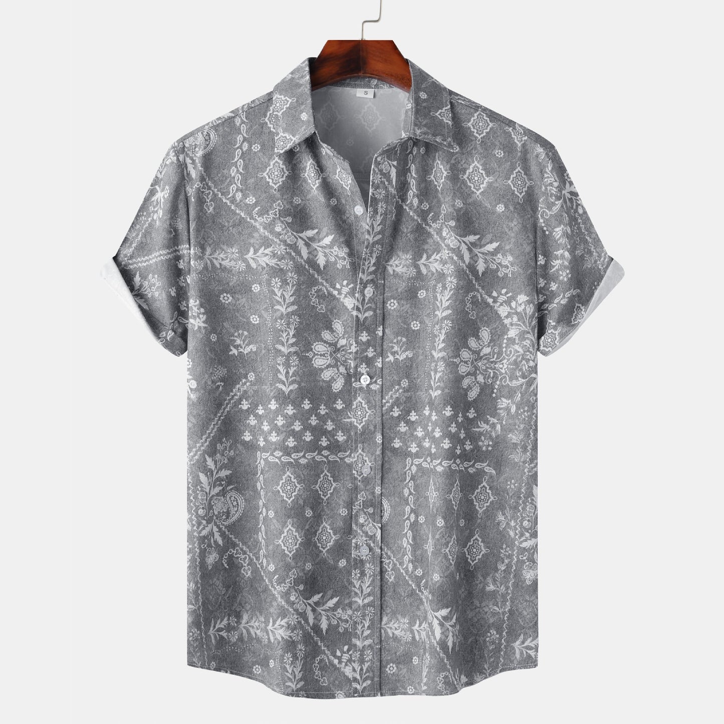 Herren Kurzarmhemd Modern Floral Leger