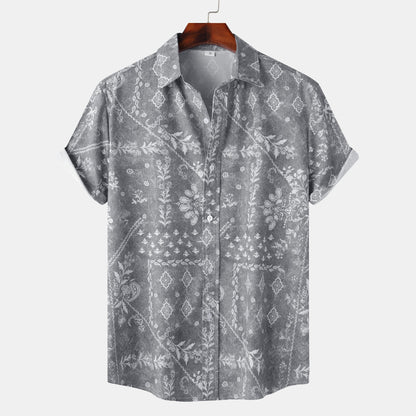 Herren Kurzarmhemd Modern Floral Leger