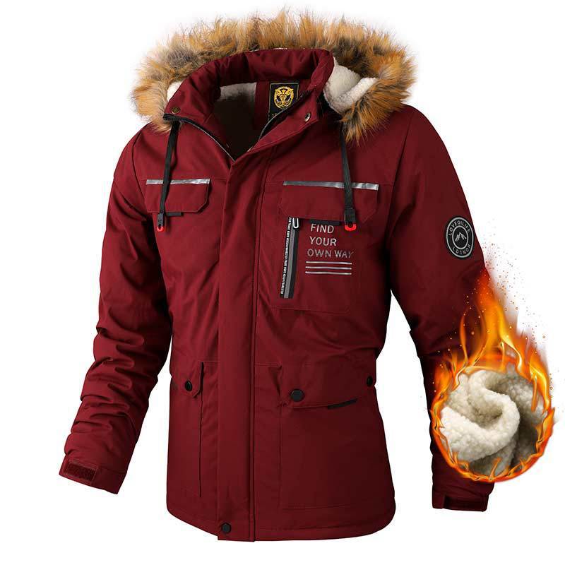 Herren Winterjacke Isoliert mit Kunstfellkragen Warm - BerlinGlamour