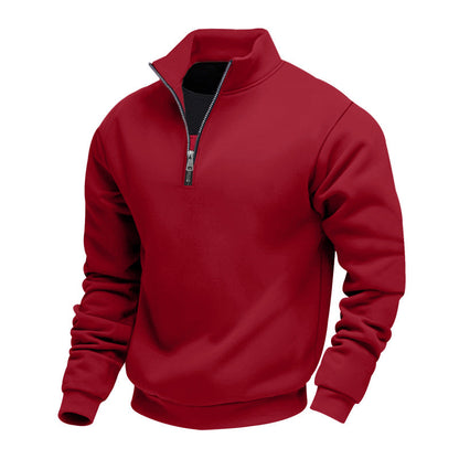 Herren Sweatshirt Sportlich Mit Stehkragen Reißverschluss Modern