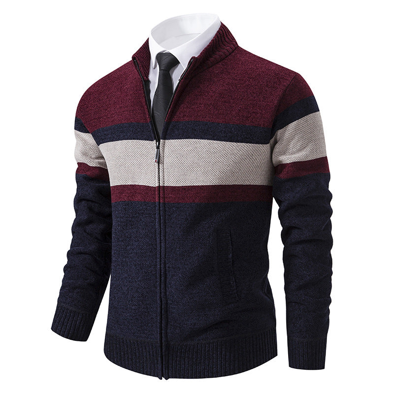 Herren Strickjacke Strukturiert Hochschließend Modern