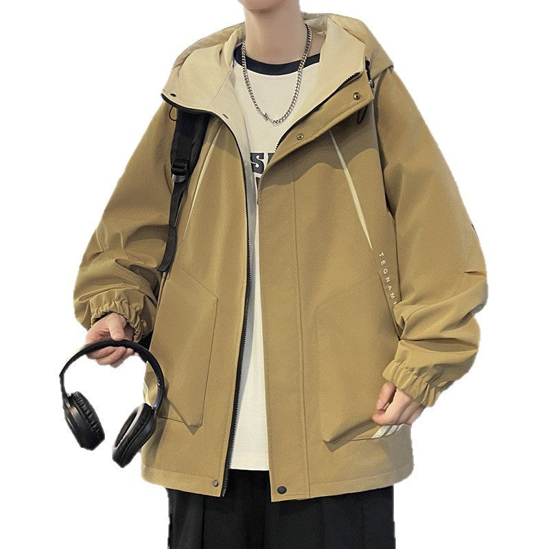 Herren Windjacke Leicht Verstellbares Kapuzenjacket