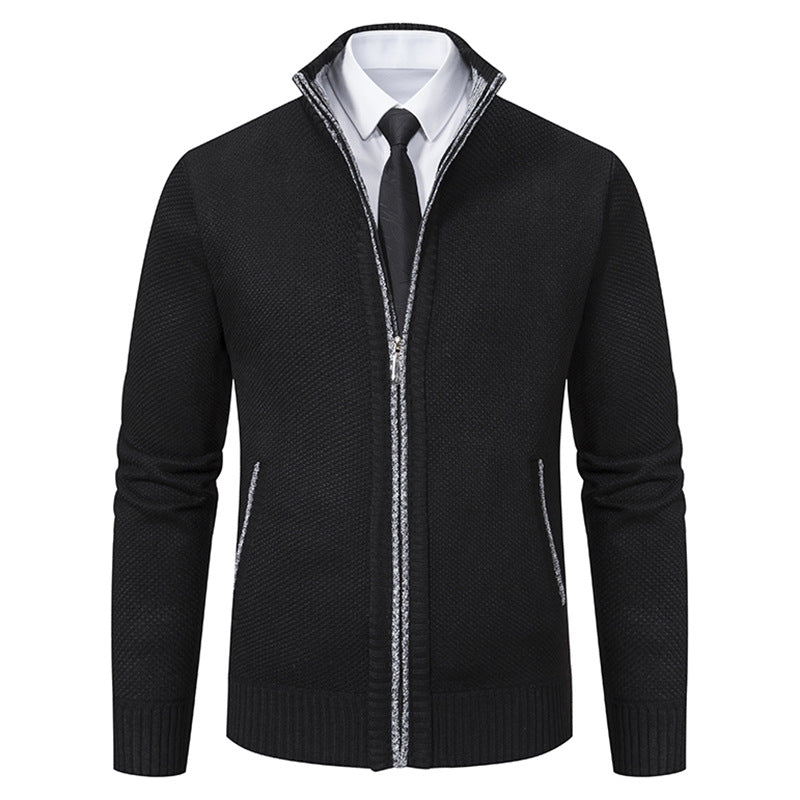 Herren Strickjacke Elegante Hochkragen Reißverschluss