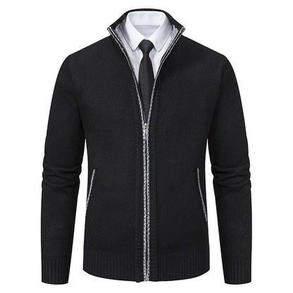 Herren Strickjacke Elegante Hochkragen Reißverschluss