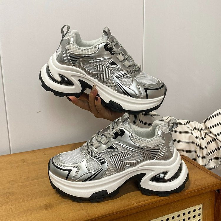 Damen Sneaker Sportlich Chunky Reflektierend