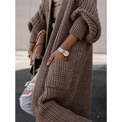 Damen Strickcardigan Mit Taschen Aus Wolle Alltagscardigan