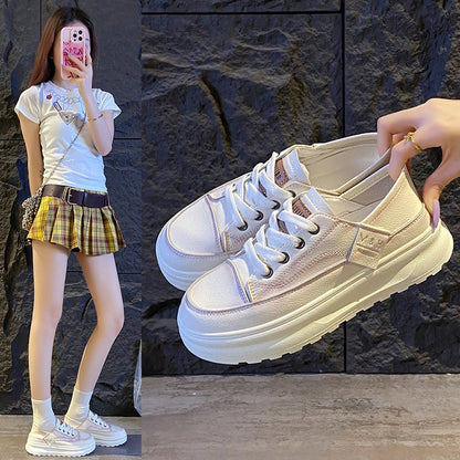Damen Sneaker Plateau atmungsaktiv mit elastischem Riemen - BerlinGlamour