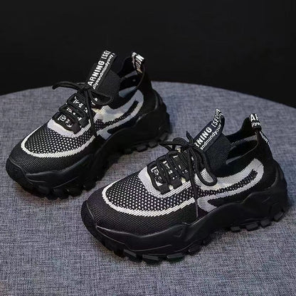Damen Sneaker Sportlich Laufschuhe Elastisch Mit Strickoberteil