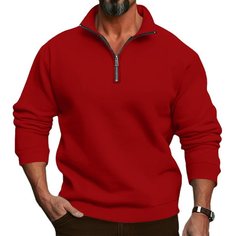 Herren Strickpullover Warm Halb-Reißverschluss