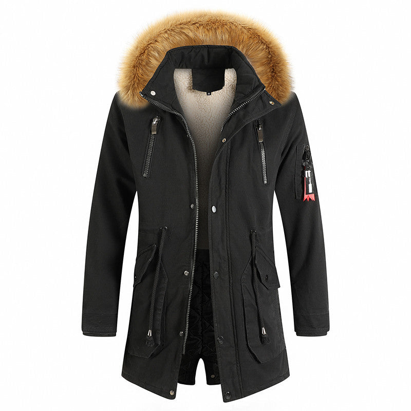 Herren Winterjacke Modisch Warm mit Abnehmbarer Kapuze