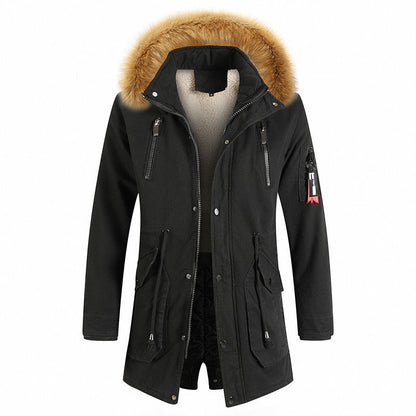 Herren Winterjacke Modisch Warm mit Abnehmbarer Kapuze