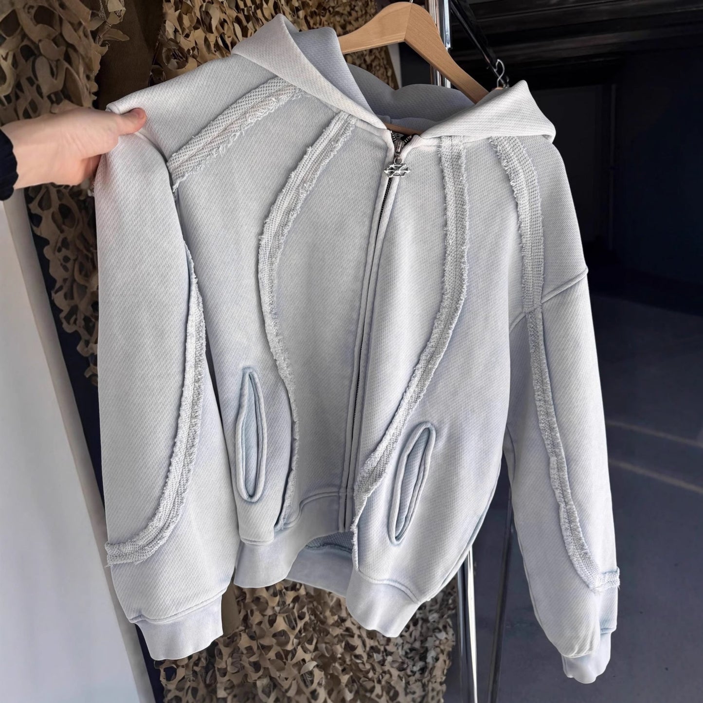 Herren Kapuzenpullover Strukturoptik Stadtlook Modern