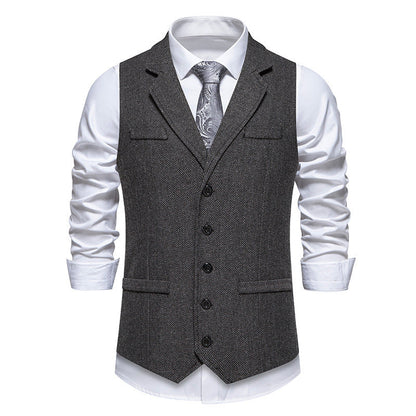 Herren Anzugweste Elegante Fischgrat Muster Slim Fit