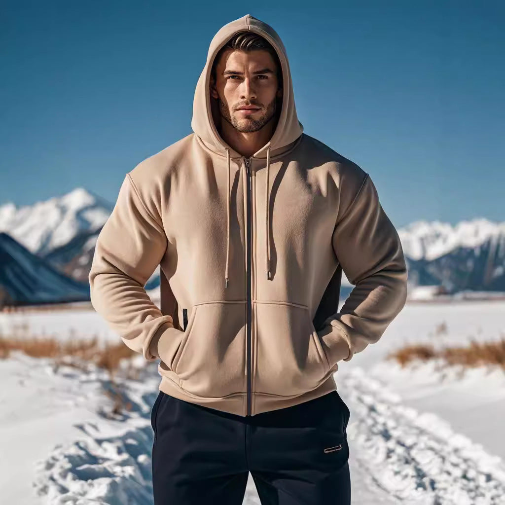 Herren Kapuzenpullover Reißverschluss Taschen Bequem