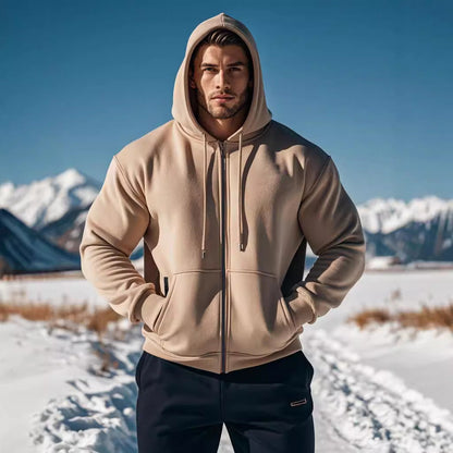 Herren Kapuzenpullover Reißverschluss Taschen Bequem