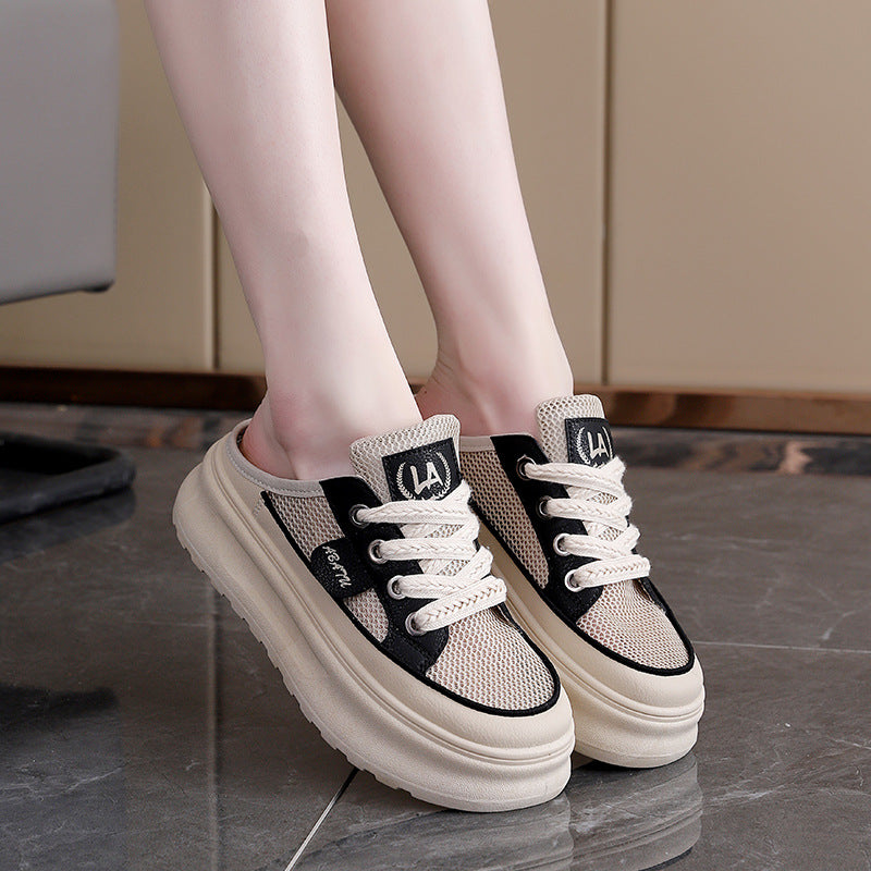 Damen Sneaker Leicht Atmungsaktiv Mesh Weiße Schuhe