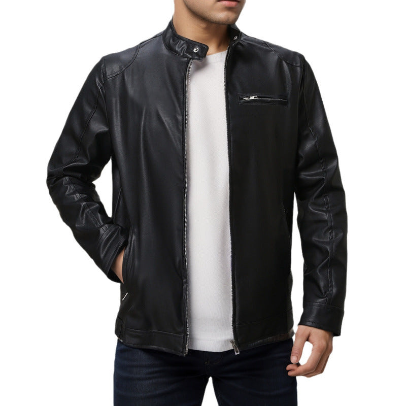 Herren Lederjacke Elegante Schwarz Ledermantel