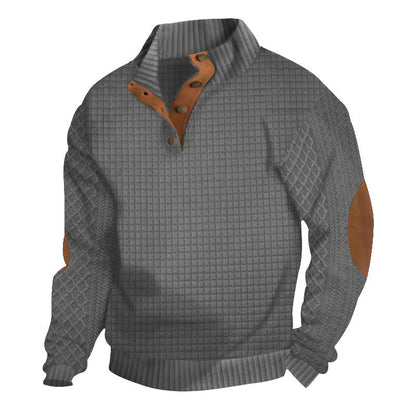 Herren Pullover Stehkragen Leder Modern Style