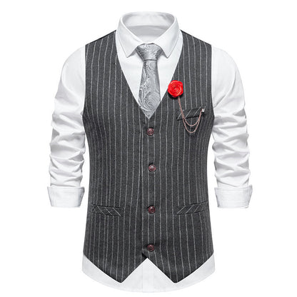 Herren Anzugweste Elegant Streifen Taschen Modern