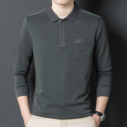 Herren Poloshirt Langarm Elegant mit Brusttasche