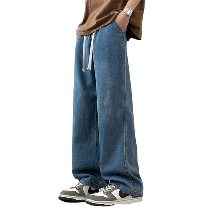Herren Denim-Hose Weit Bequem Mit Verstellbarem Bund
