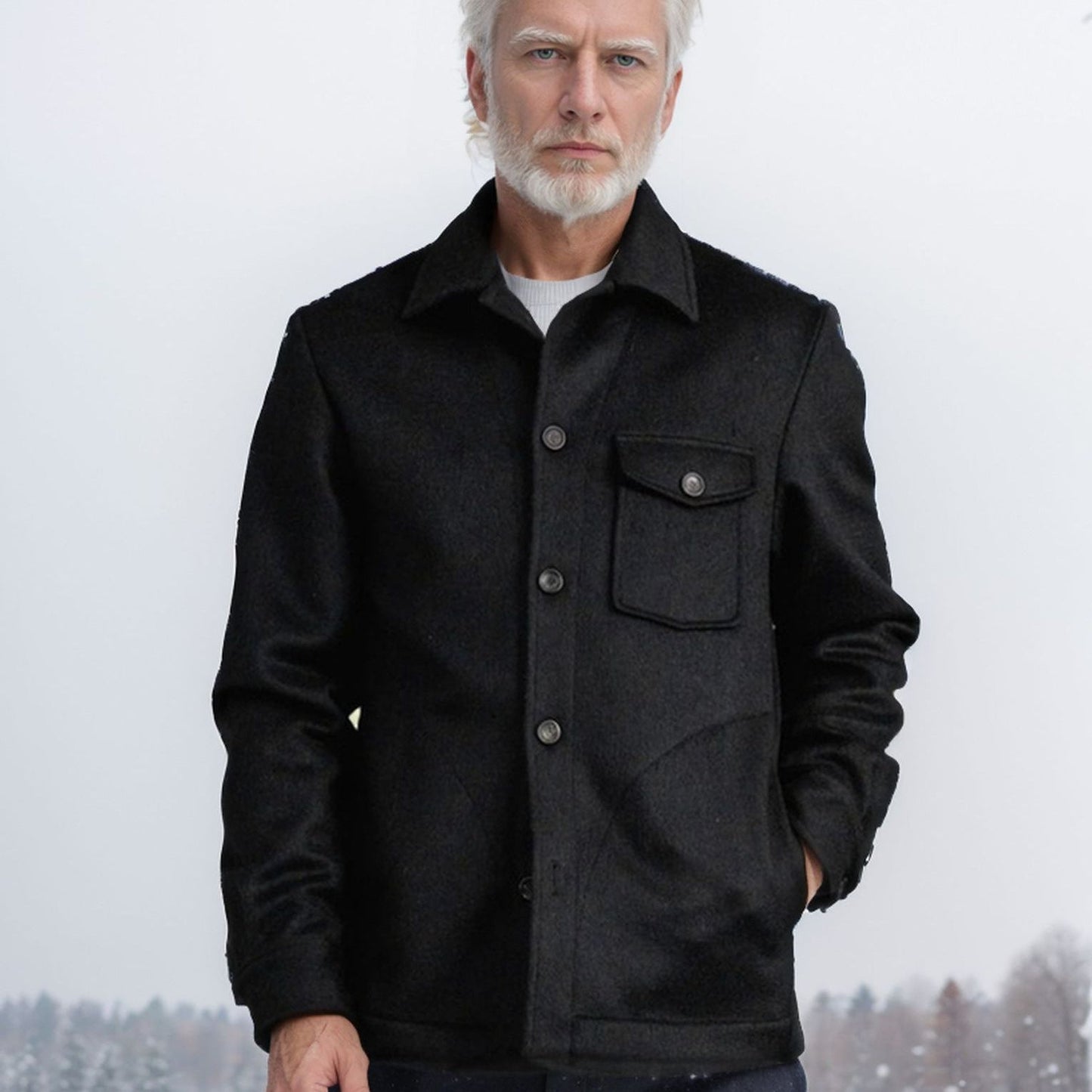 Herren Wolljacke Praktisch Mit Taschen Winter